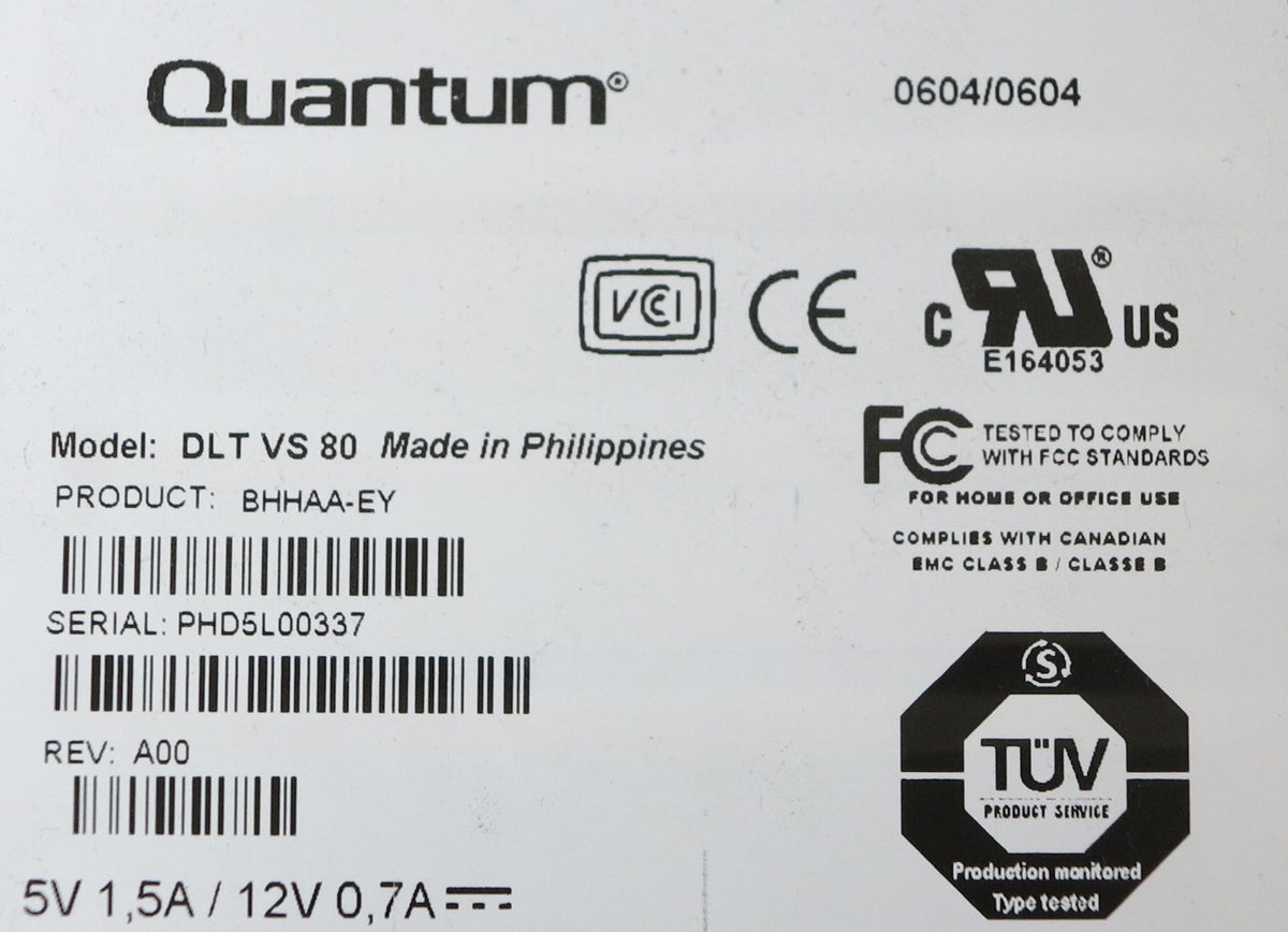 Quantum DLT VS80 Internal HH 40/80Gb SVSI LVD Backup Tape Drive BHHAA-EY