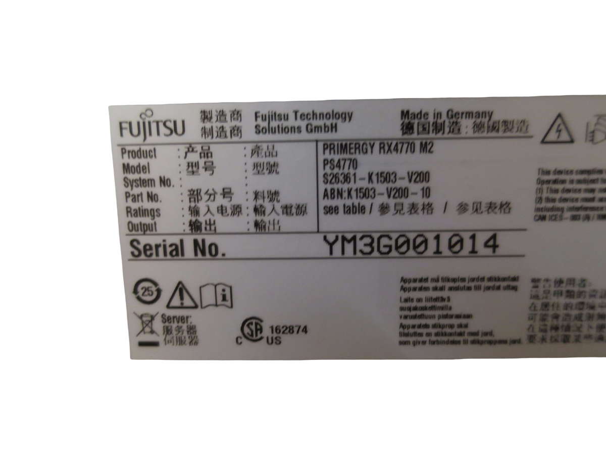 Fujitsu Primergy RX4770 M2 0M 0CPU CTO Rack Server S26361-K1503-V200