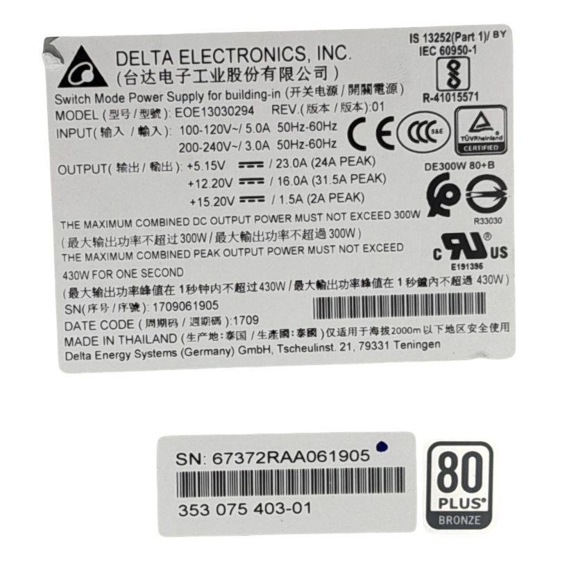 Fujitsu Eternus LT 300W Power Supply Unit 10601695875 38024986