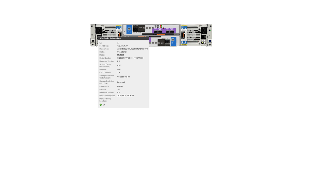Dell PowerVault ME4024 24x 2.5" Bay Dual 10G iSCSI Controller Dual 580W PSU