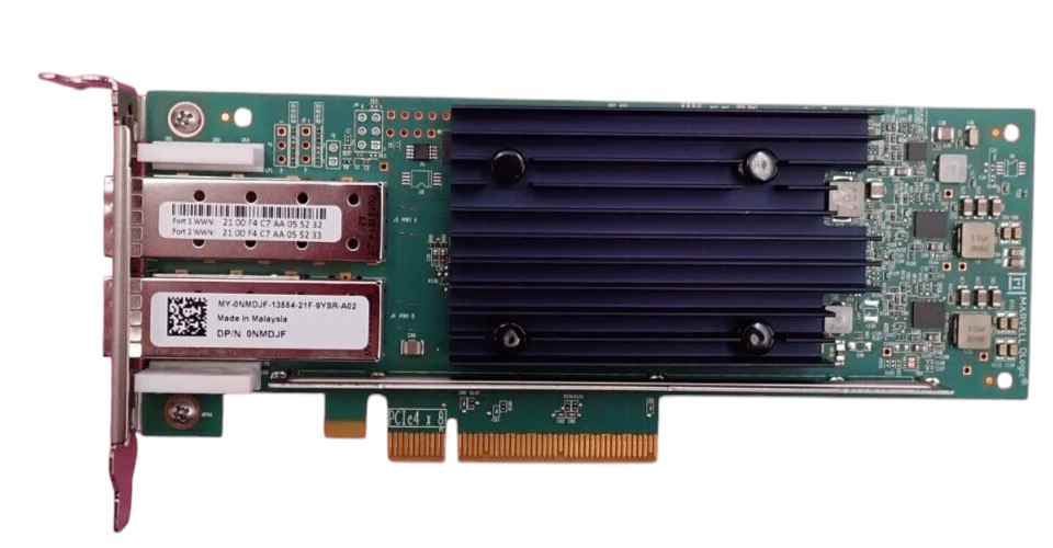 Dell QLogic QLE2772L-DEL Enhanced Dual Port 32Gb FC SFP+ HBA PCIe 4.0 NMDJF