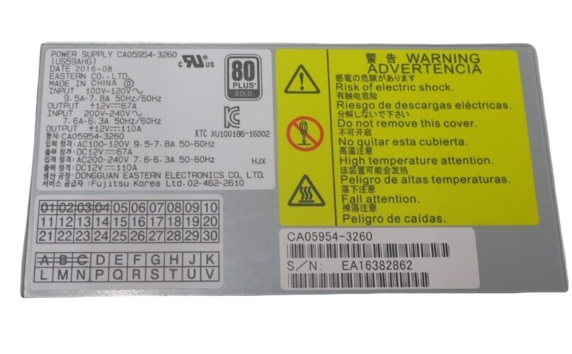 Fujitsu Eternus DX S3 HE SPARE FE/CE 80 Gold Plus Power Supply PSU CA05954-3260