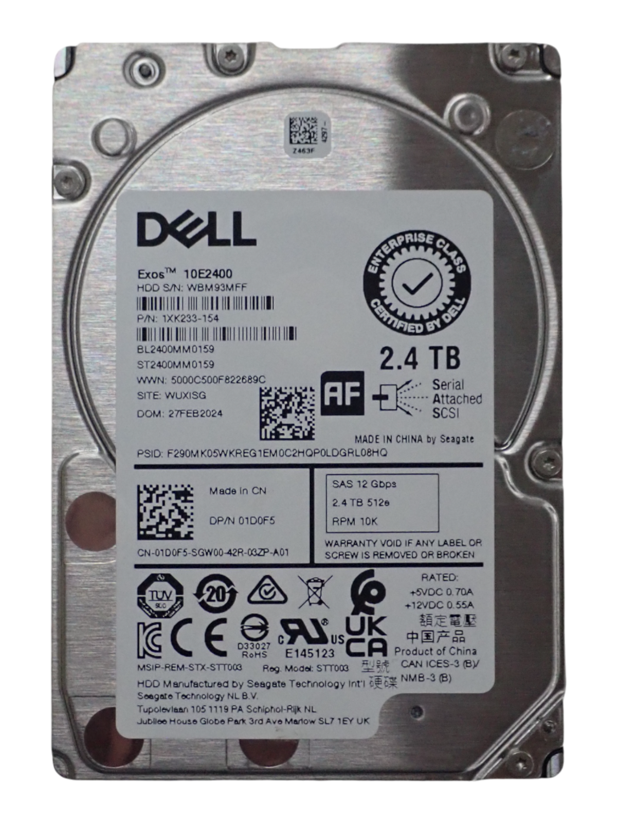 New Dell 2.4TB 10k SAS 12G 2.5" SFF Hard Drive HDD 1D0F5 +12th/13th/ME Gen Caddy