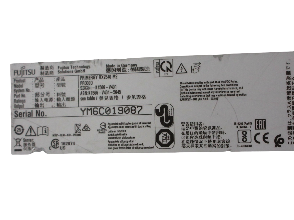 Fujitsu Primergy RX2540 M2 8x 2.5" 2U 24 DDR4 2x E5-2600 V4 EP420i CTO 2U Server