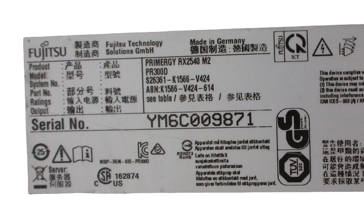 Fujitsu Primergy RX2540 M2 24x 2.5" 2U 24x DDR4 2xE5-2600 V4 EP400i CTO2 Server