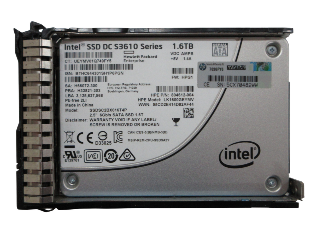 HP 1.6TB SATA 6Gb/s 2.5" Hot-Plug Solid State Drive SSD 805383-001 804631-B21