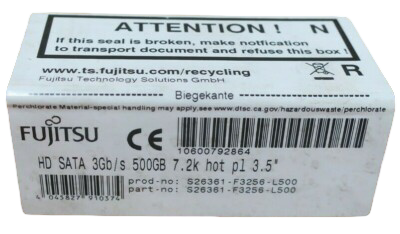 New Fujitsu 500GB 3.5" 7.2K Hot-Plug SATA 3Gb/s HDD Hard Drive S26361-F3256-L500