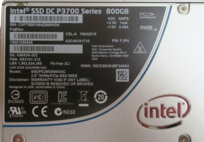 Fujitsu 800GB 2.5" PCIe NVMe Hot-Plug SSD Solid State Drive S26361-F5534-L800