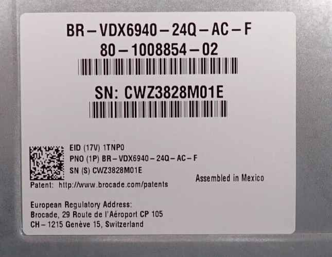 Brocade VDX6940-36Q BR-VDX6940-24Q-AC-F 36x 40GbE QSFP+ Port Switch (24-Active)