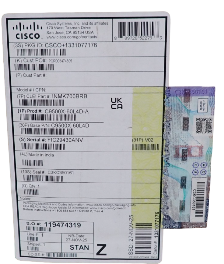 NEW Cisco Catalyst 9500X 60x 50G SFP56 4x 400G QSFP-DD Switch C9500X-60L4D-A ADV