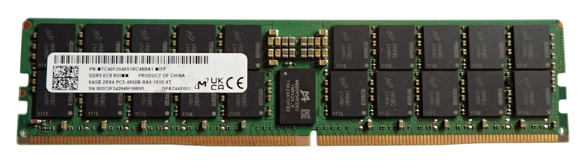 NEW Micron 64GB 2Rx4 PC5-4800B DDR5 ECC RDIMM Server Memory MTC40F2046S1RC48BA1