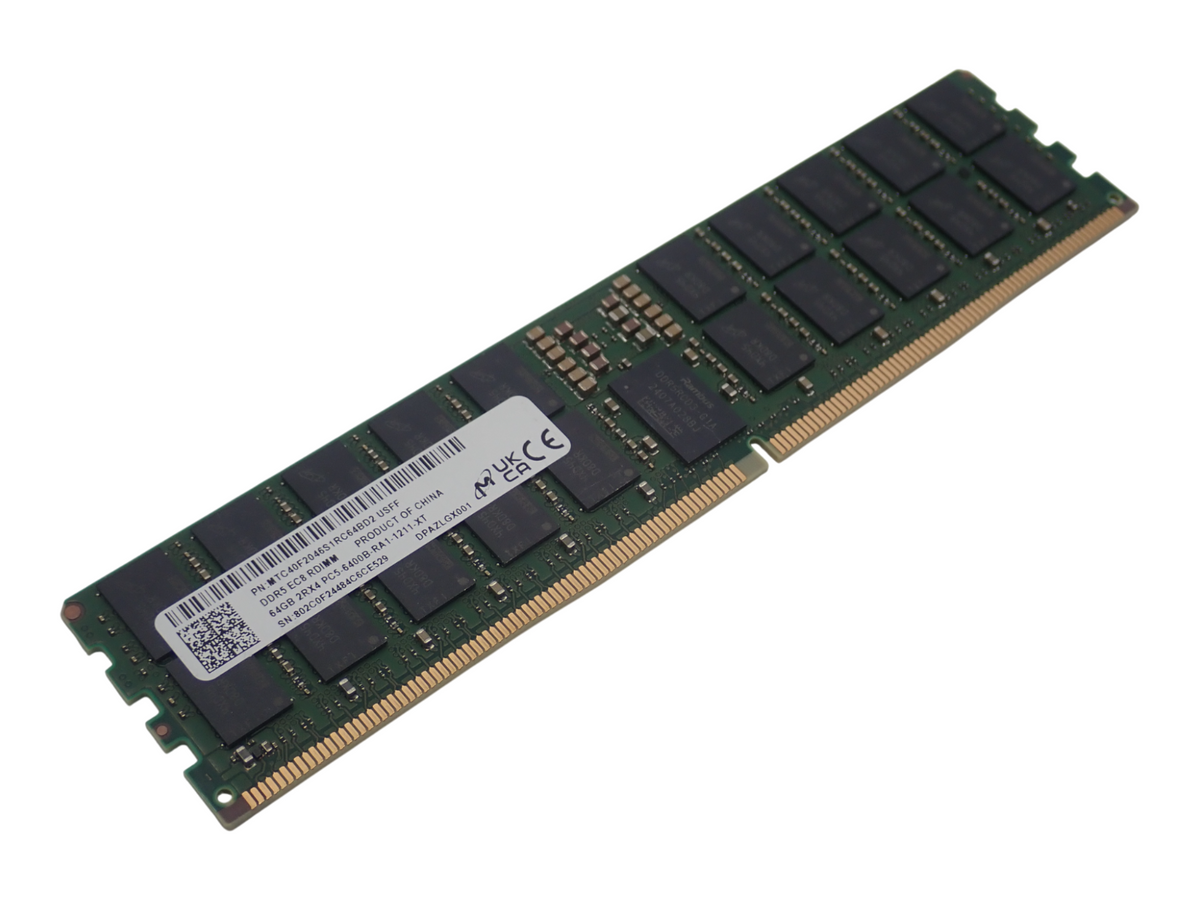 Micron 64GB 2Rx4 PC5-6400B DDR5 ECC EC8 RDIMM Server Memory MTC40F2046S1RC64BD2