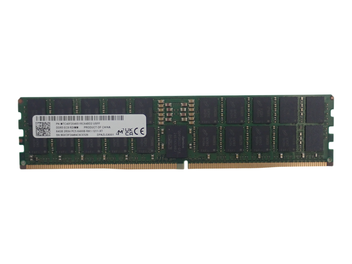 Micron 64GB 2Rx4 PC5-6400B DDR5 ECC EC8 RDIMM Server Memory MTC40F2046S1RC64BD2
