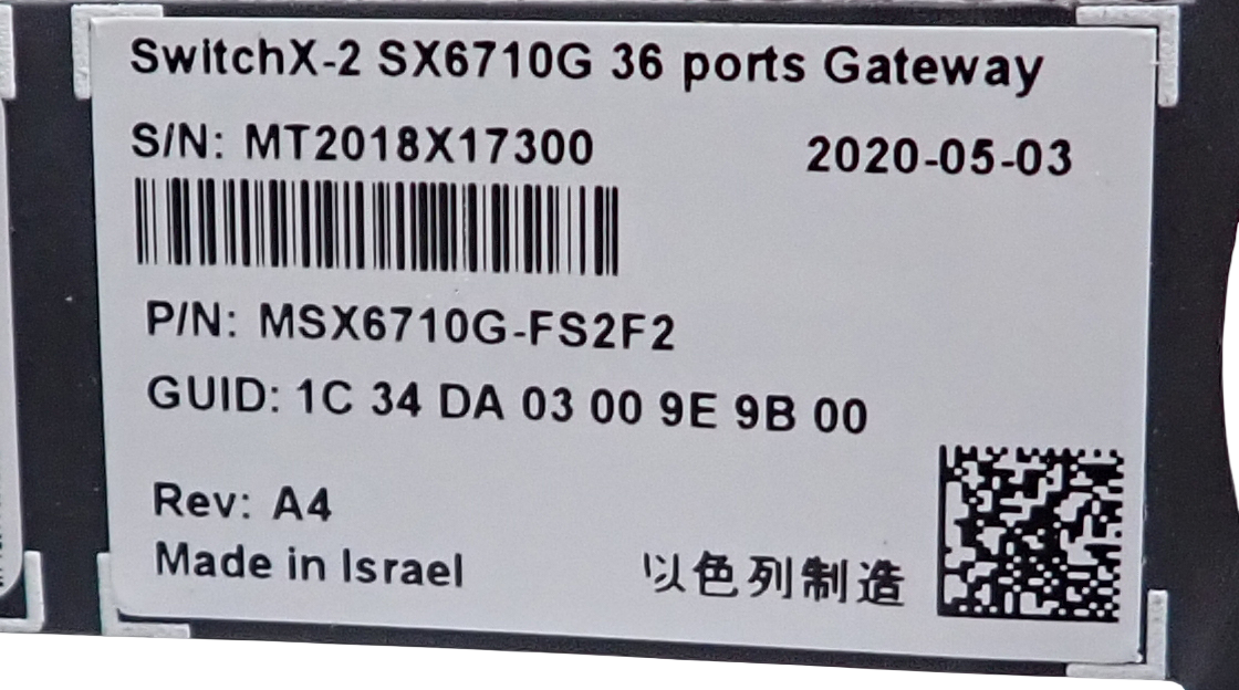 Mellanox SX6710G 36x 56Gb/s QSFP+ InfiniBand to Ethernet Gateway MSX6710G-FS2F2