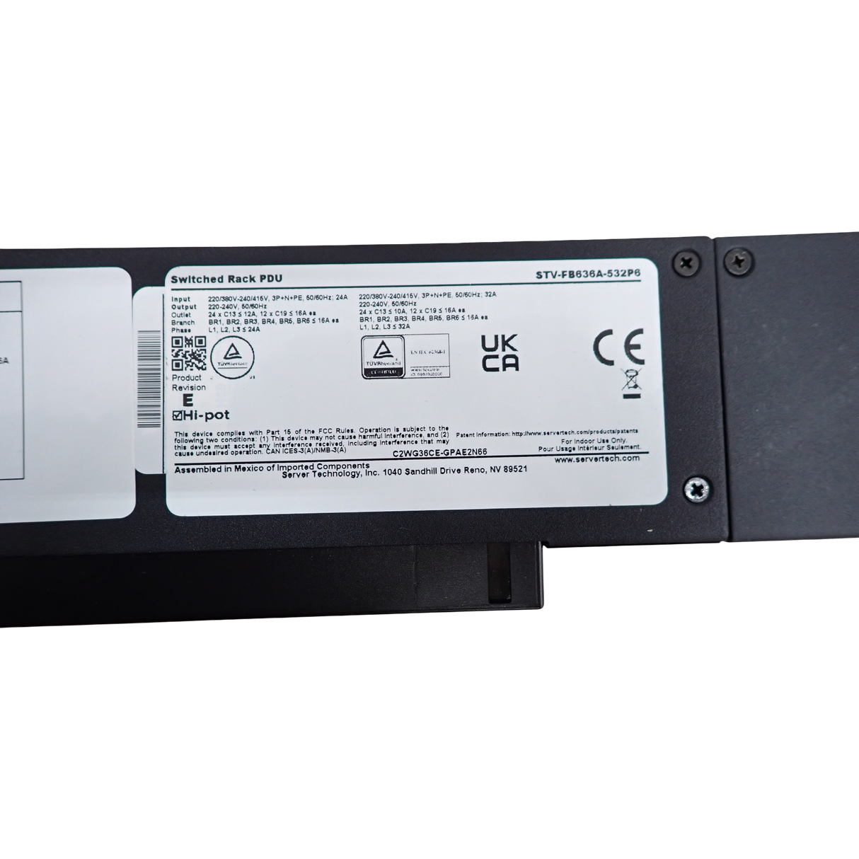 New Server Technology PRO2 0U 24x C13 12x C19 BLUE Switched PDU SEV-FB636B-532P6