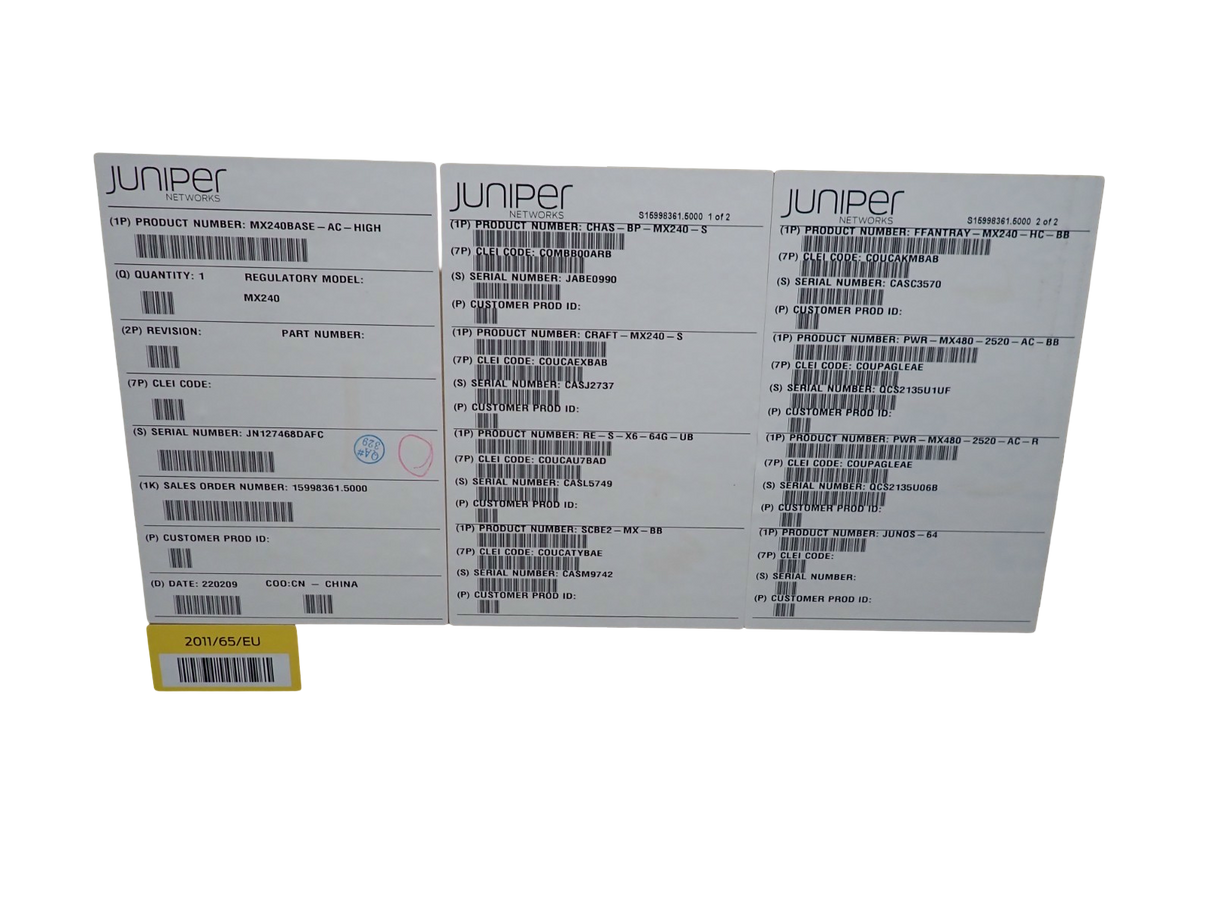 New Juniper MX240 5U 4-Slot Router Chassis + CRAFT, SCBE2-MX, RE-S-X6-64G 2x PSU