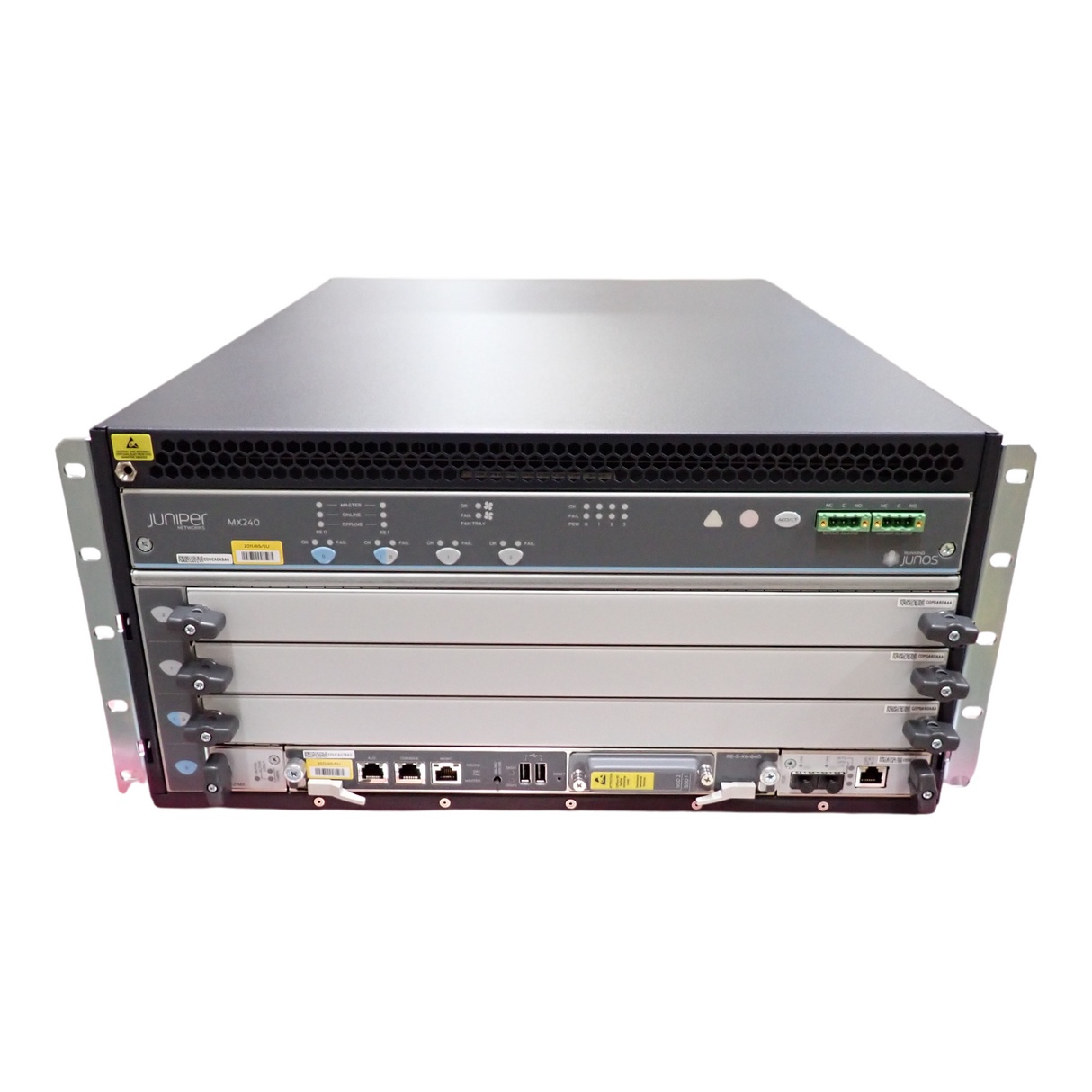 New Juniper MX240 5U 4-Slot Router Chassis + CRAFT, SCBE2-MX, RE-S-X6-64G 2x PSU