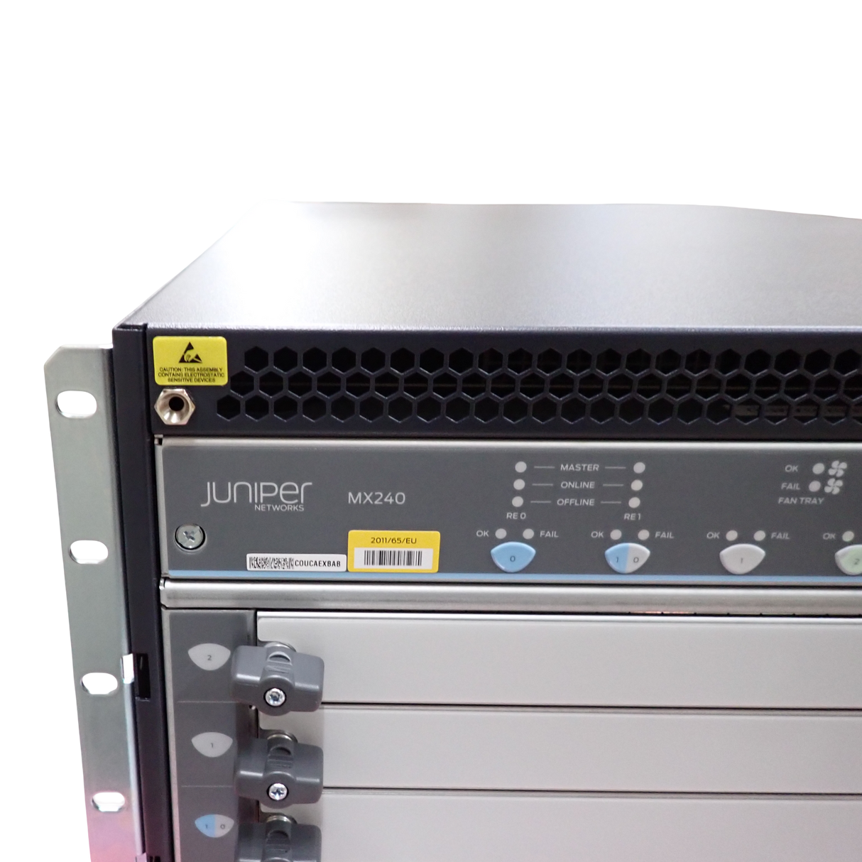 New Juniper MX240 5U 4-Slot Router Chassis + CRAFT, SCBE2-MX, RE-S-X6-64G 2x PSU