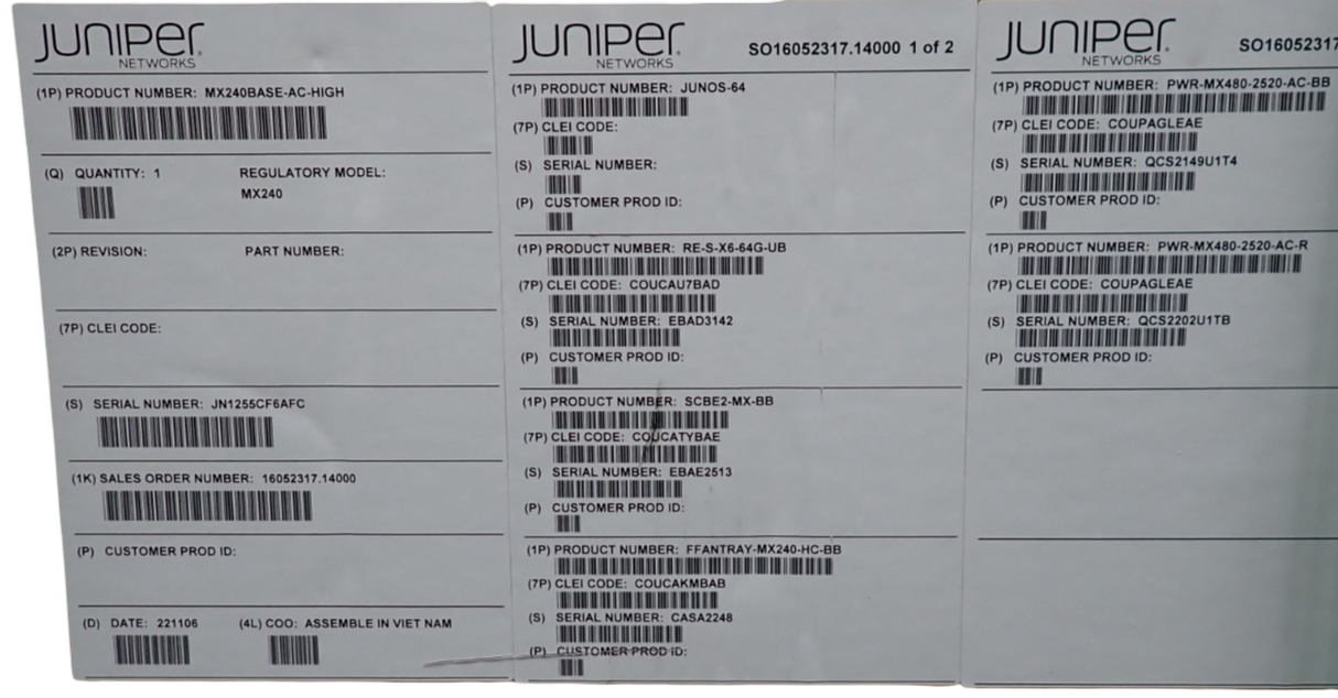 New Juniper MX240 5U 4-Slot Router Chassis + SCBE2-MX-BB, RE-S-X6-64G-UB 2x PSU