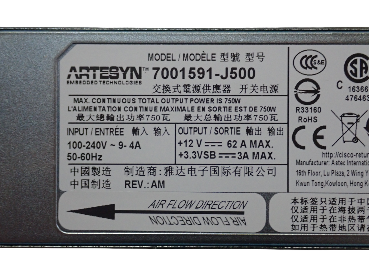 NEW CISCO Catalyst 4500X 750W C4KX-PWR-750AC-R HotSwap Power Supply 341-0462-01