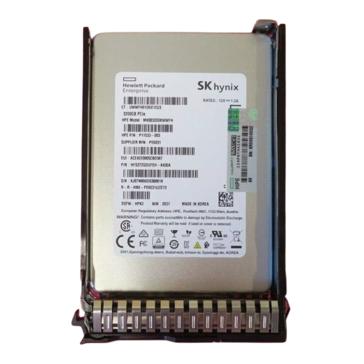 New HPE 3.2TB PCIe NVMe Mixed Use DS 2.5" SSD P13672-B21 P13828-001 P13672-S21