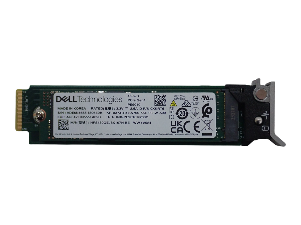 NEW Dell 480GB PCIe NVMe Gen4 RI M.2 SSD XKRT9 + BOSS-N1 Hot-Swap Carrier KH121