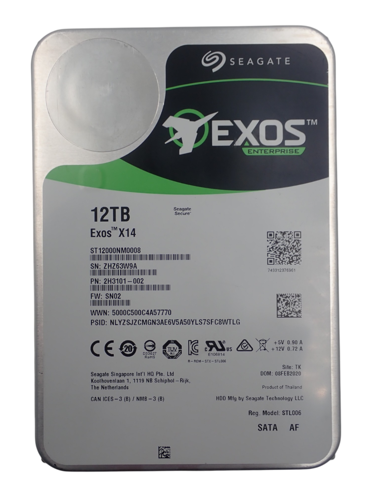 Seagate Exos X14 12TB 7.2K SATA 6G 3.5" HDD Hard Disk Drive ST12000NM0008