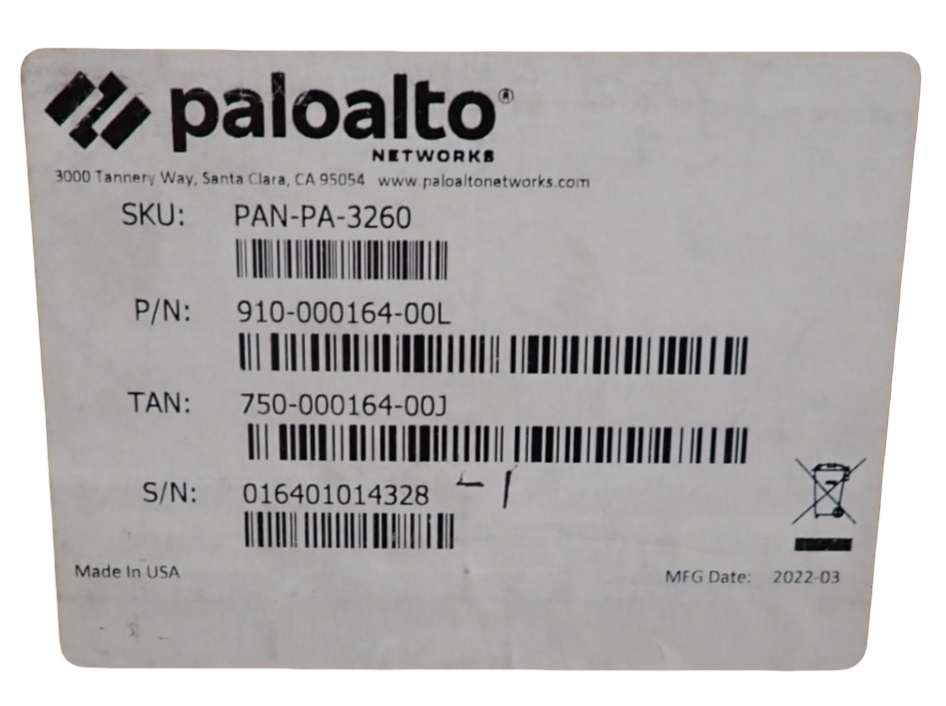 New Palo Alto Networks PAN-PA-3260 PA-3200 Series 10/40GbE Firewall Appliance