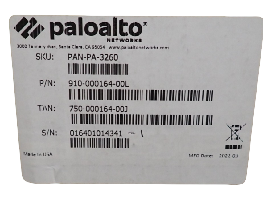 New Palo Alto Networks PAN-PA-3260 PA-3200 Series 10/40GbE Firewall Appliance