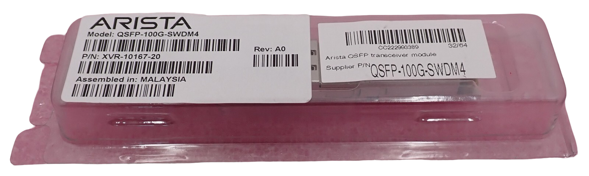 NEW Arista 100Gbps MMF 100m QSFP Transceiver Module QSFP-100G-SWDM4 XVR-10167-20