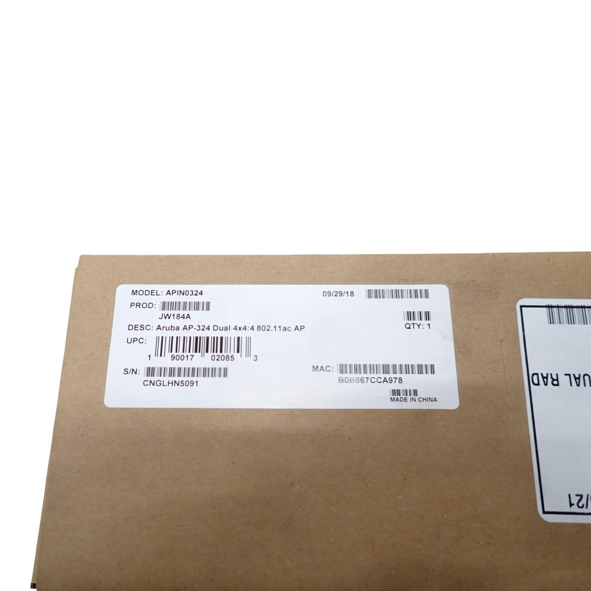 New HPE Aruba AP-324 Dual Radio MU-MIMO 802.11ac Wireless Access Point JW184A