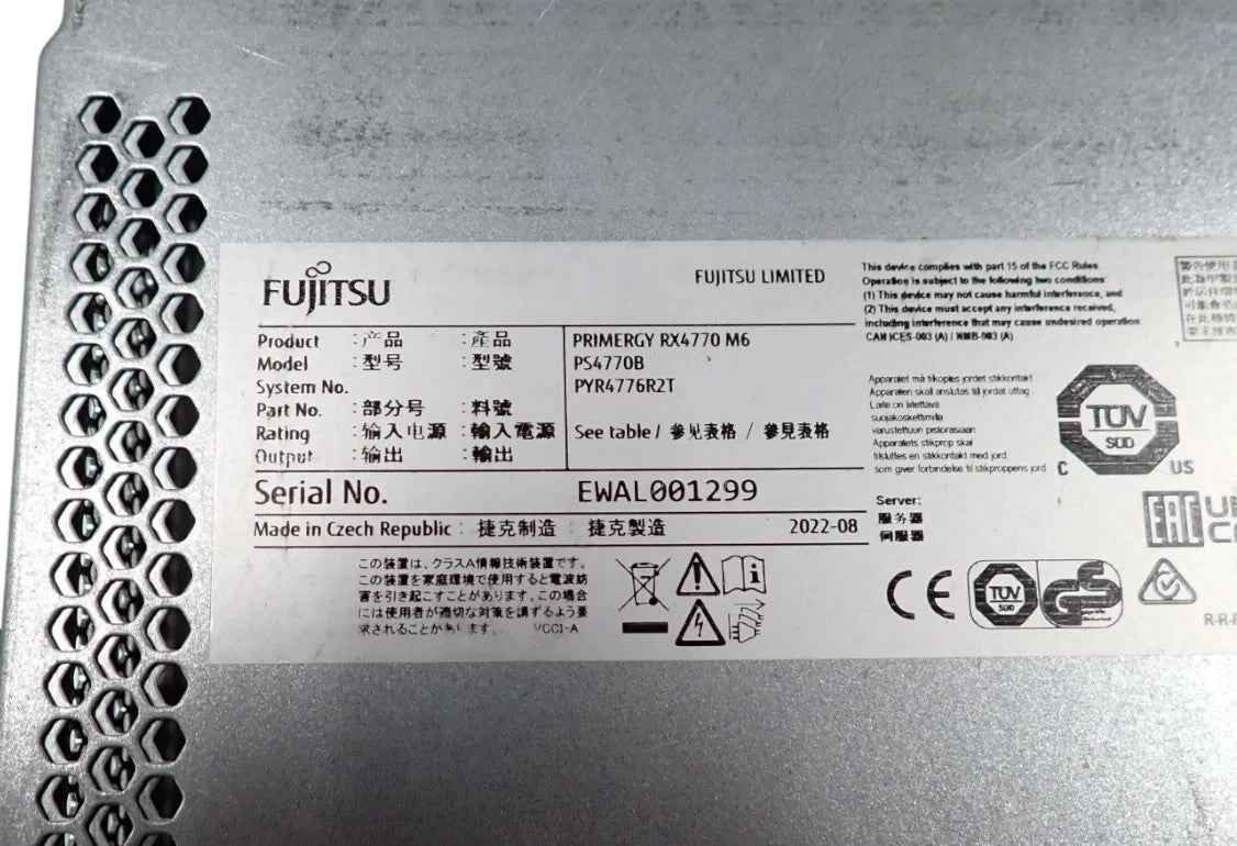 Fujitsu Primergy RX4770 M6 4x 3rd Gen Scalable CPU 48-DIMM 8x SFF Bay CTO Server