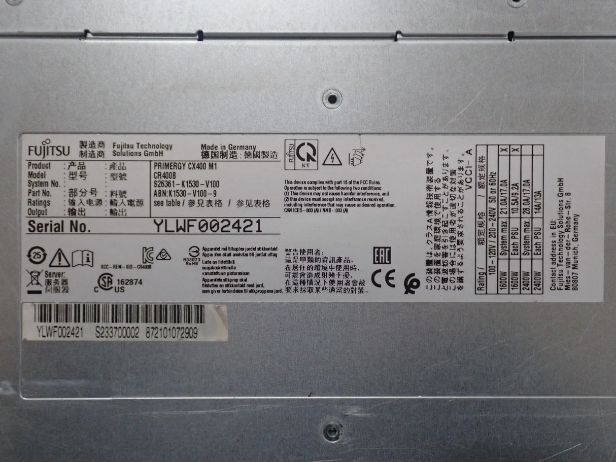 Fujitsu PRIMERGY CX400 M1 24x 2.5" SAS 4 x CX2550 M2 8x E5-2600 V4 CP400i CTO