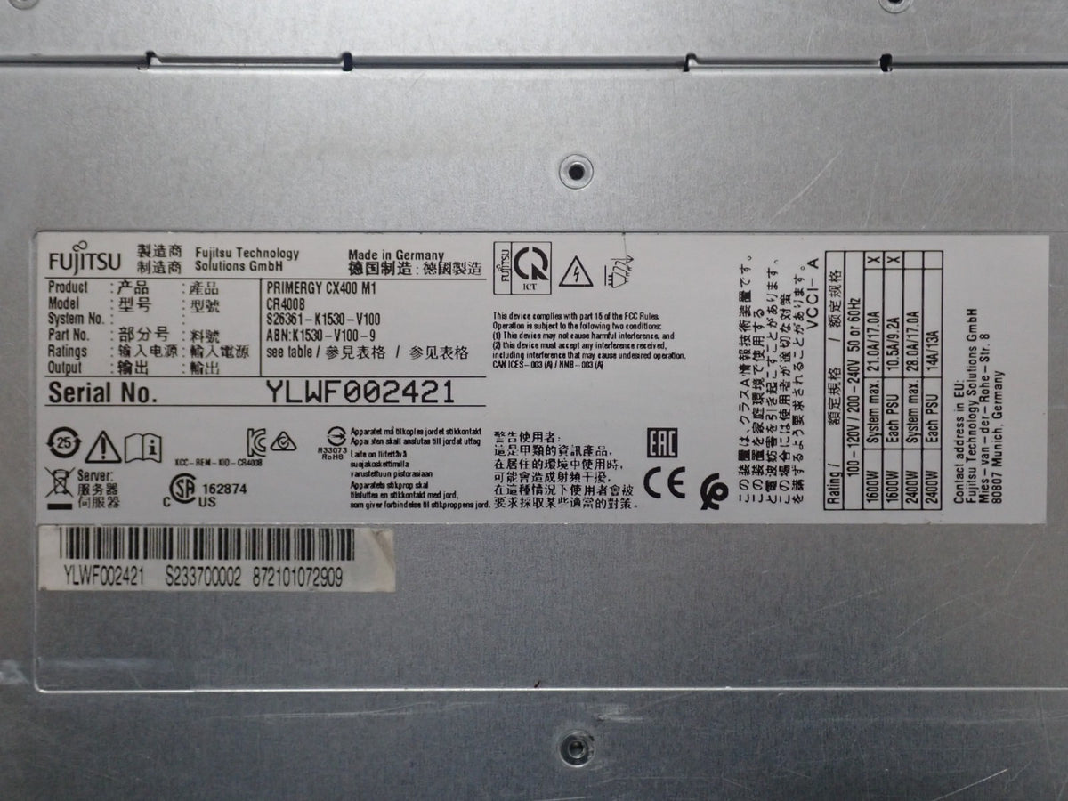 Fujitsu PRIMERGY CX400 M1 24x 2.5" SAS 4 x CX2550 M2 8x E5-2600 V4 CP400i CTO