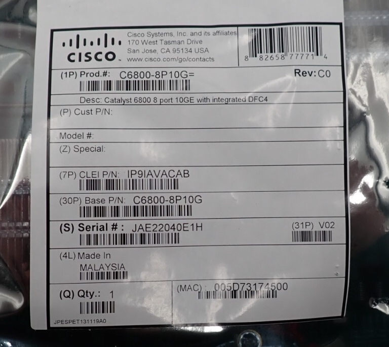 NEW Cisco Catalyst 6800 8x 1G/10GE Fibre SFP Switch Module with DFC4 C6800-8P10G