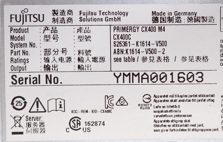 Fujitsu Primergy CX400 M4 24x 2.5" Bay 2U Chassis 4x Half Width Node Slot 2x PSU