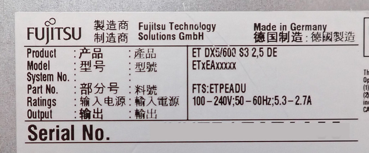 Fujitsu Eternus ETPEADU DX5/600 S3 24x 2.5" Drive Enclosure + 2x IOM12G + 2x PSU