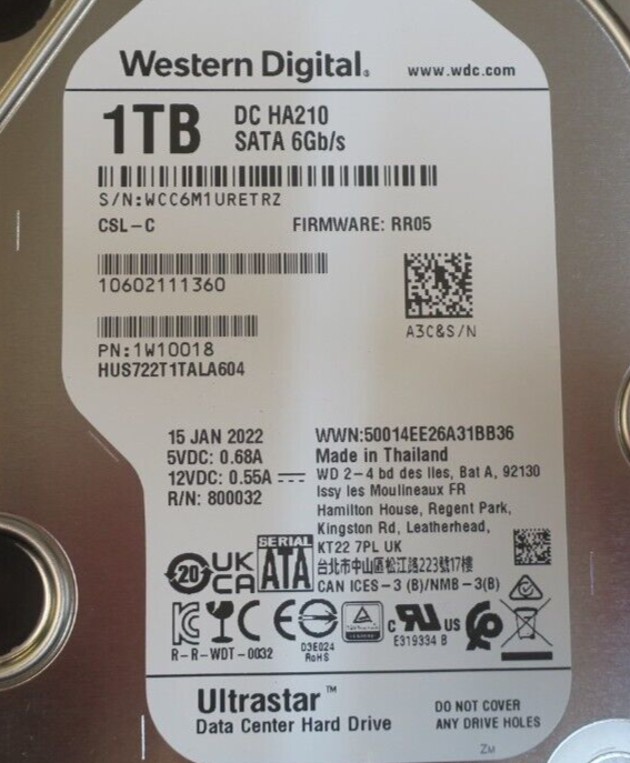 Fujitsu 1TB 7.2K SATA 6Gb/s 512n 3.5" LFF Hot-Plug Hard Drive HDD PY-BH1T7B9