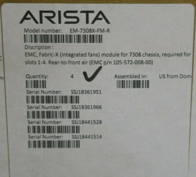 New Arista DCS-7308 8-Slot Switch Chassis EM-7328X+4PS-R + 1x EM-7300-SUP 4x PSU