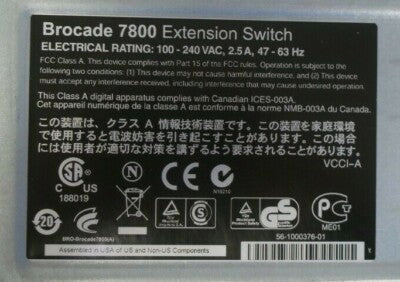 Brocade 7800 4x 8Gb SFP + 2x 1GbE FCIP Port FC SAN Extension Switch HD-7800-0001