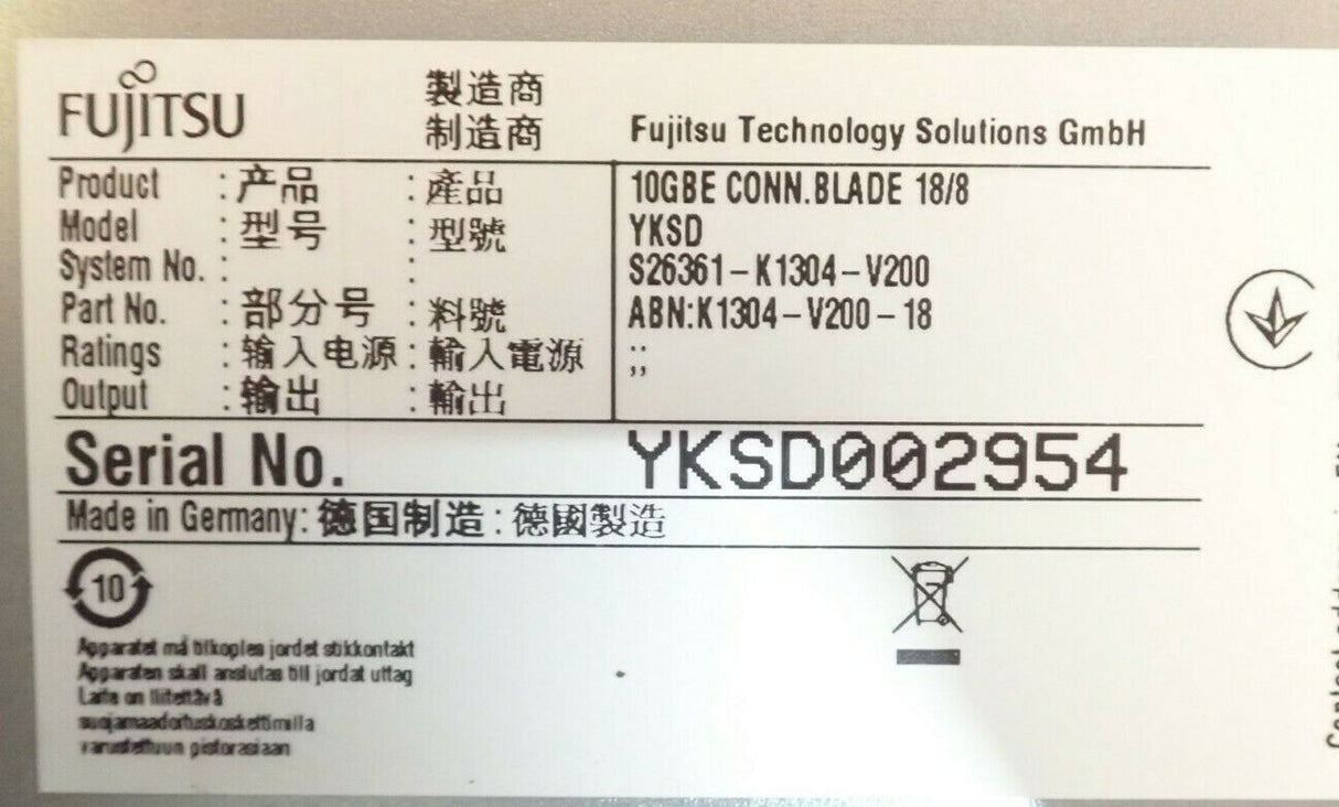 Fujitsu Primergy 10GbE Conn.Blade 18/8 Switch/IBP + 4x SFP S26361-K1304-V200