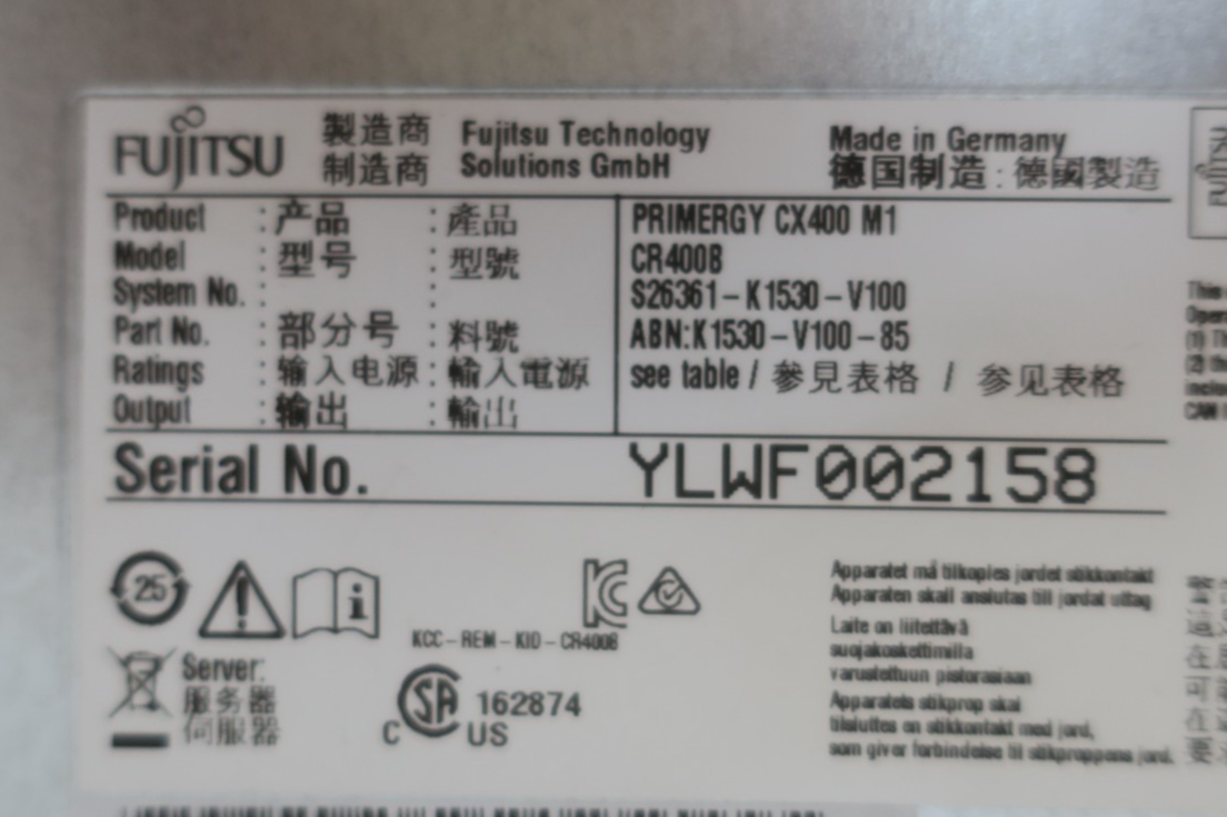 Fujitsu Primergy CX400 M1 24-Bay 4xCX2550 M2 8xE5-2600v4 EP400i Node Server CTO