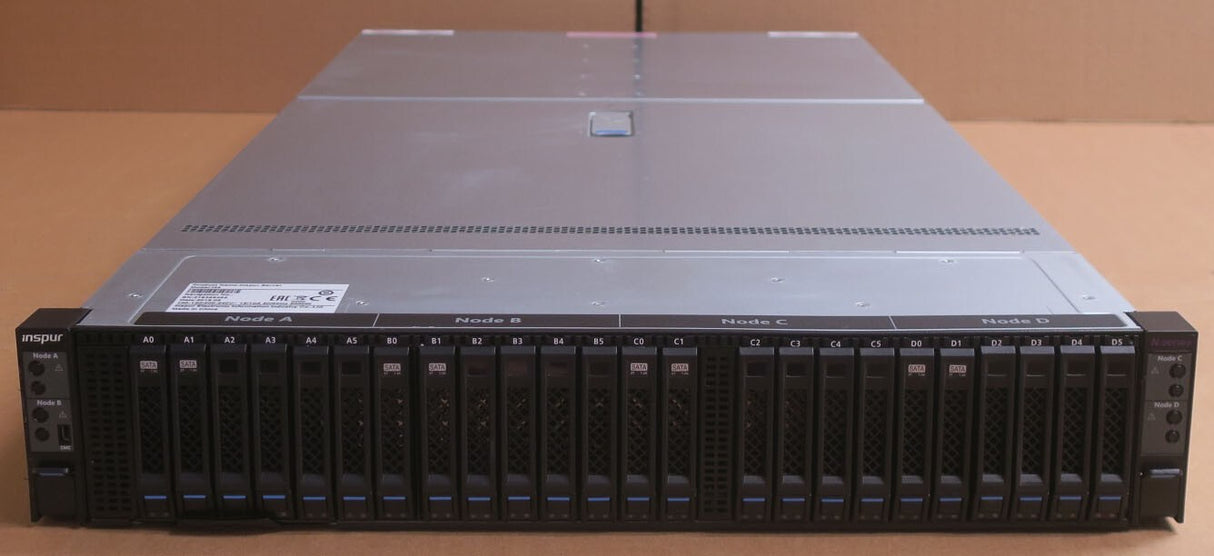 Inspur i24 2U 4-Node Server 8x Silver 4110 256GB RAM 8x SAS/SATA+16 NVMe 100GB