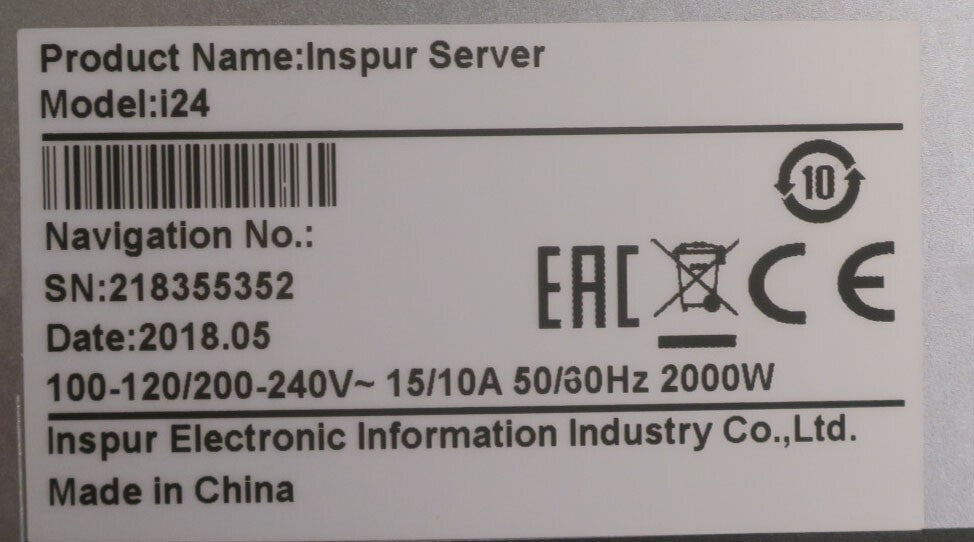 Inspur i24 2U 4-Node Server 8x Silver 4110 256GB RAM 8x SAS/SATA+16 NVMe 100GB