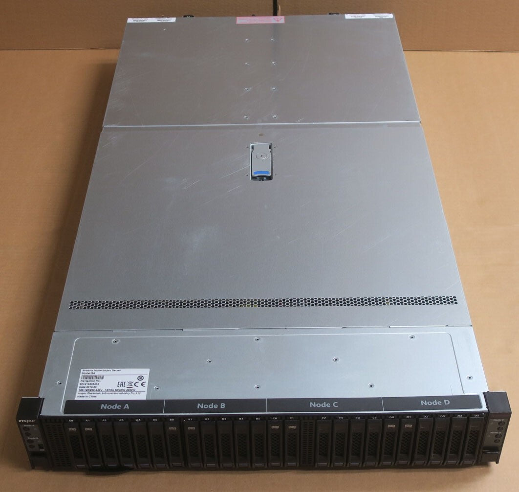 Inspur i24 2U 4-Node Server 8x Bronze 3106 256GB RAM 8x SAS/SATA+16 NVMe 100GB