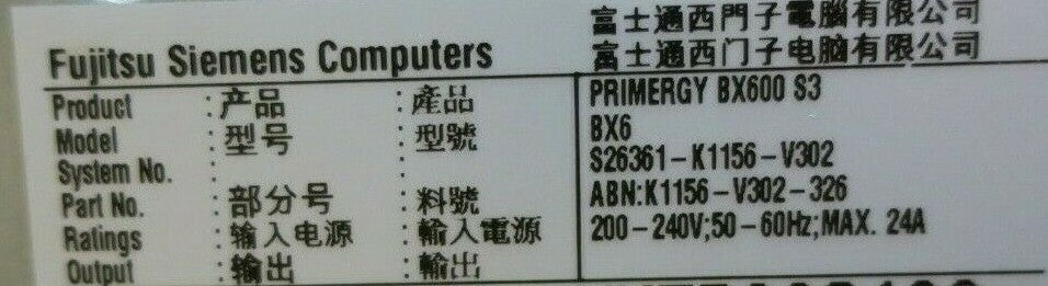 Fujitsu Primergy BX600 S3 +10x BX620 S4 2x L5420 Blade Servers S26361-K1156-V302