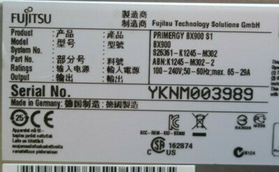 Fujitsu Primergy BX900 S1 Blade Chassis S26361-K1245-M302 6x PSU +Switch Modules