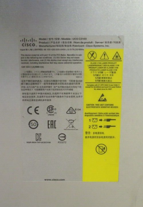 Cisco UCS C3160 56x 3.5" Bay Storage Server + UCS C3160 Node CTO 0CPU 0MEM