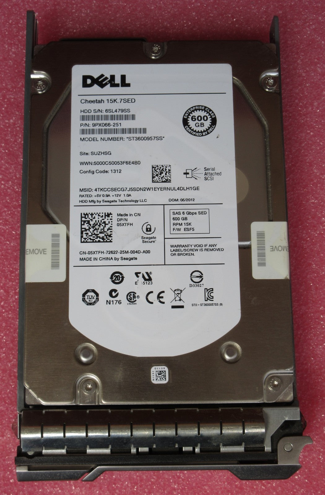Dell EqualLogic 600GB 3.5" SAS 6GB/s 15K 16MB HDD Hot-Swap Hard Drive 5XTFH