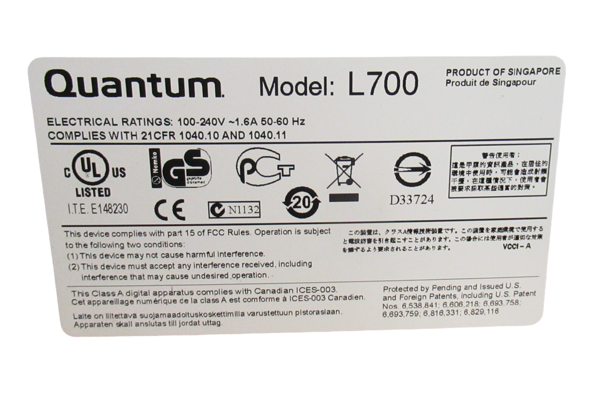 Quantum Superloader 3 L700 EC-L2KAE-YF LTO4 16-Slot Rack Tape Drive Autoloader